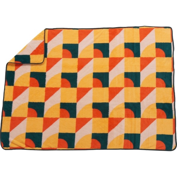 NWT Rumpl Sherpa Fleece Polyester Throw Blanket 50 x 70 Geotile Harvest Color - Picture 3 of 6